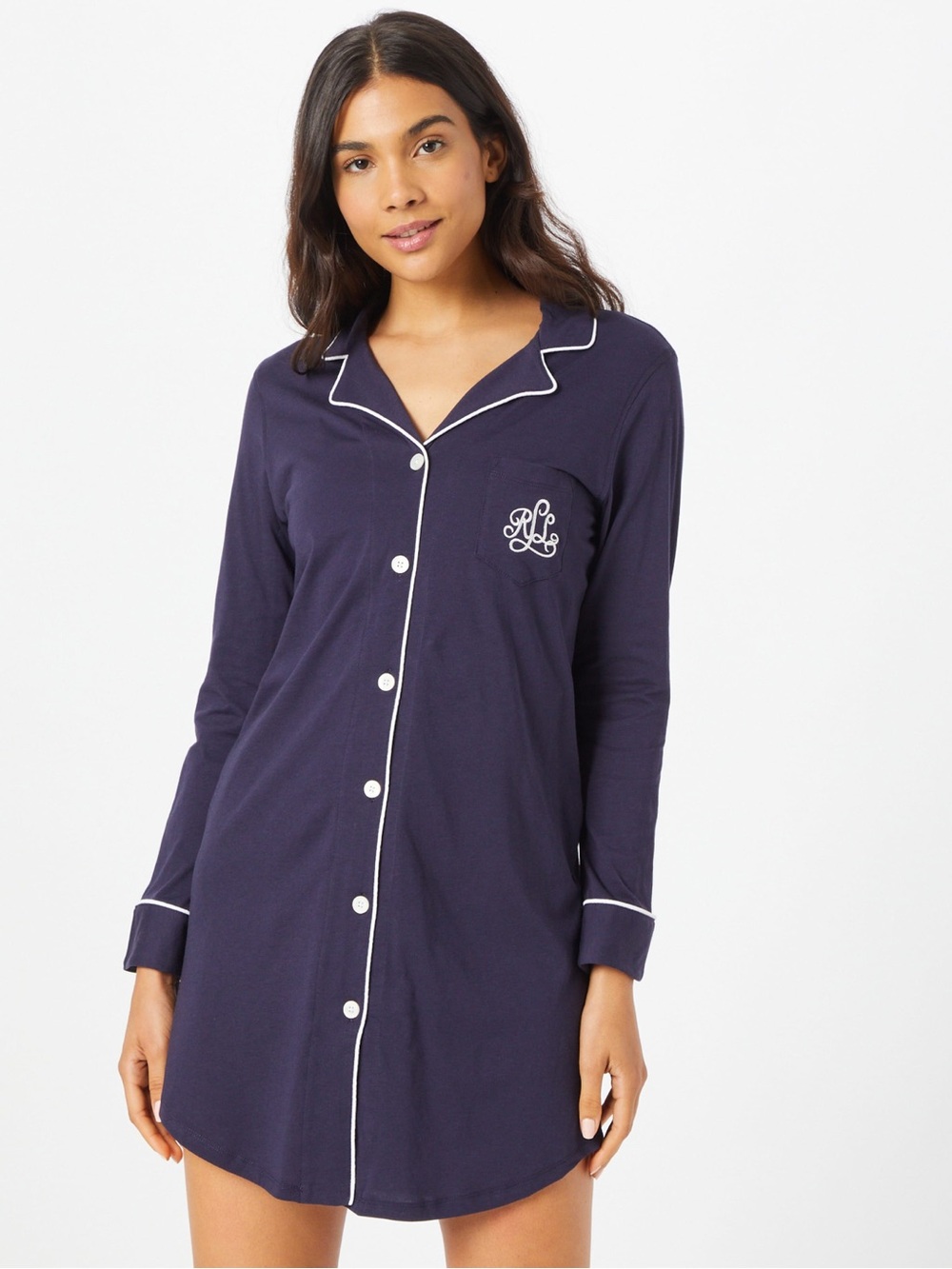 Lauren Ralph Lauren Nightshirt Nightgown Pajama Dress Loungewear Cotton Navy XL